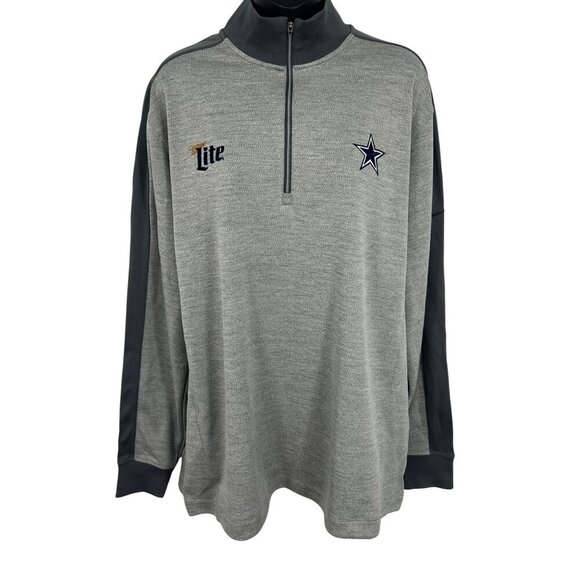 Nike Golf Mens 1/4 Zip Pullover Sweater Dallas Cowboys Miller Lite Gray New - Picture 1 of 12